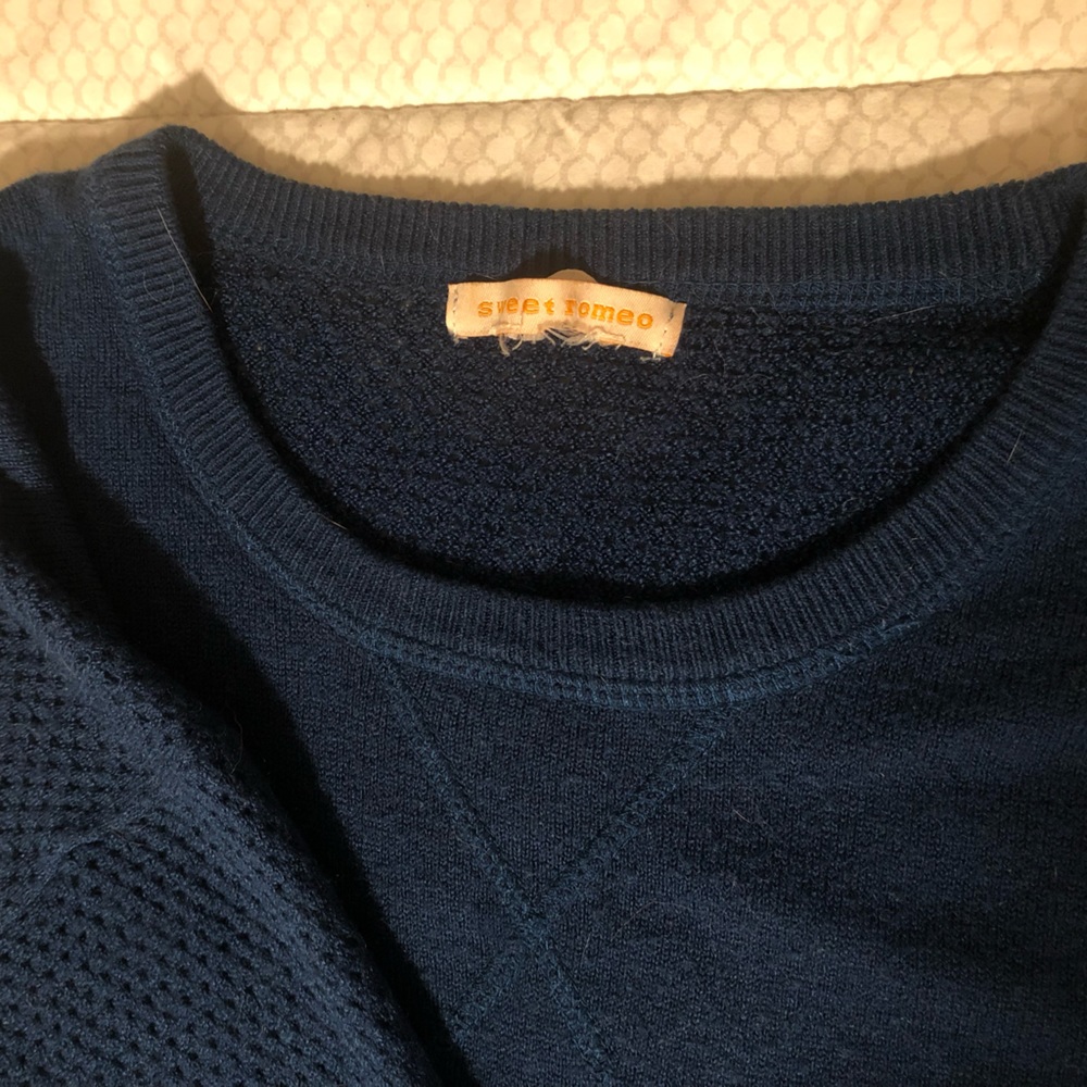 Sweet Romeo knit crew neck sweater, navy blue